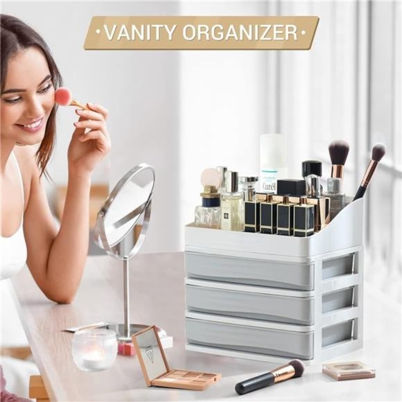 Makeup Organizer with Drawers Tray for Cosmetic Storage, Bathroom Countertop - Picture 6 of 6